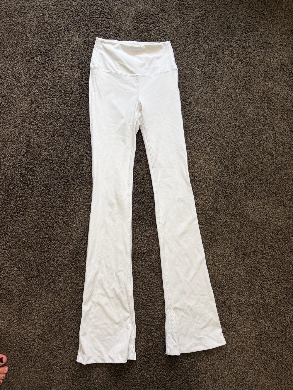 Girls White Flared Leggings with High Waist